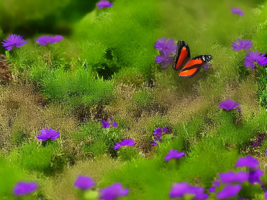 Ein Schmetterling landet auf einer bunten Blume.