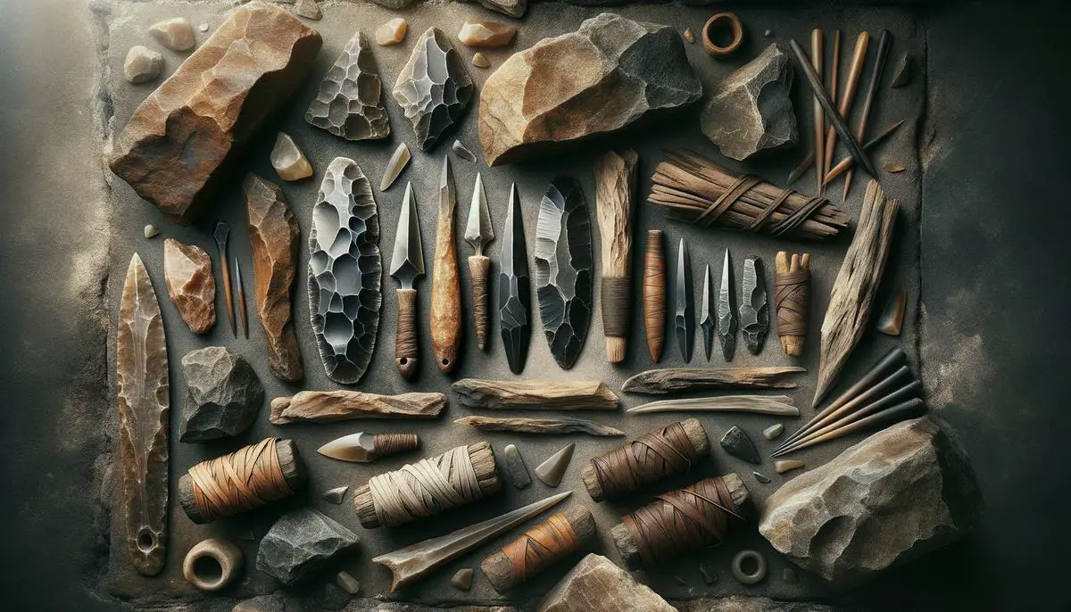 Eine Darstellung von Steinzeitwerkzeugen, die von experimentellen Archäologen hergestellt wurden