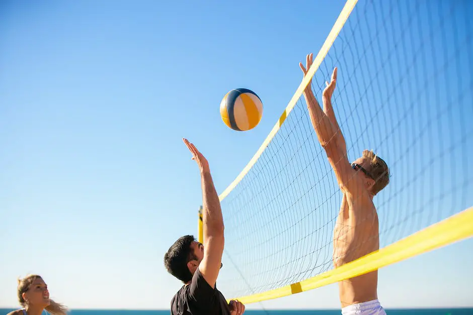 An image depicting the evolution of beach volleyball from casual matches on the beach to competitive events including professional leagues and the Olympics.