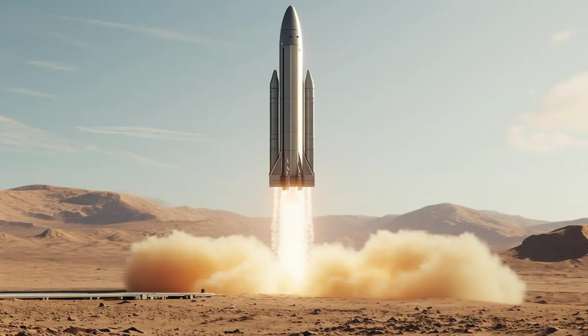 Die wiederverwendbare New Shepard-Rakete von Blue Origin beim Start in der Wüste von Texas