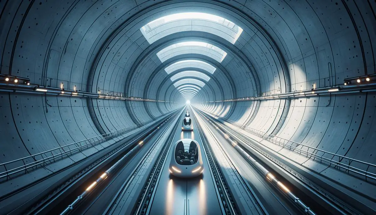 Ein Tunnel der Boring Company, der das Potenzial hat, den städtischen Verkehr unter die Erde zu verlagern und die Transportmöglichkeiten zu revolutionieren.
