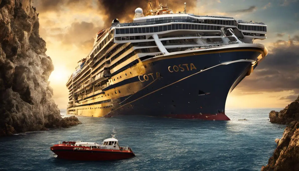 A photo showing the Costa Concordia cruise ship sinking
