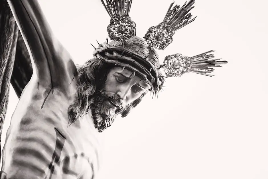 Bild von der Kreuzigung Jesu. Jesus hängt am Kreuz, umgeben von römischen Soldaten und verängstigten Zuschauern.
