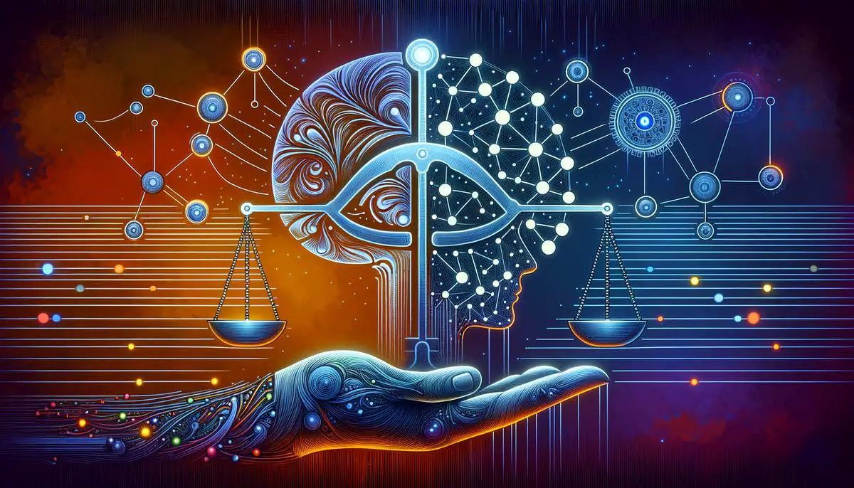 Eine symbolische Darstellung der Forschung von OpenAI, die die Entwicklung von künstlicher Intelligenz vorantreibt und gleichzeitig ethische Standards fördert.
