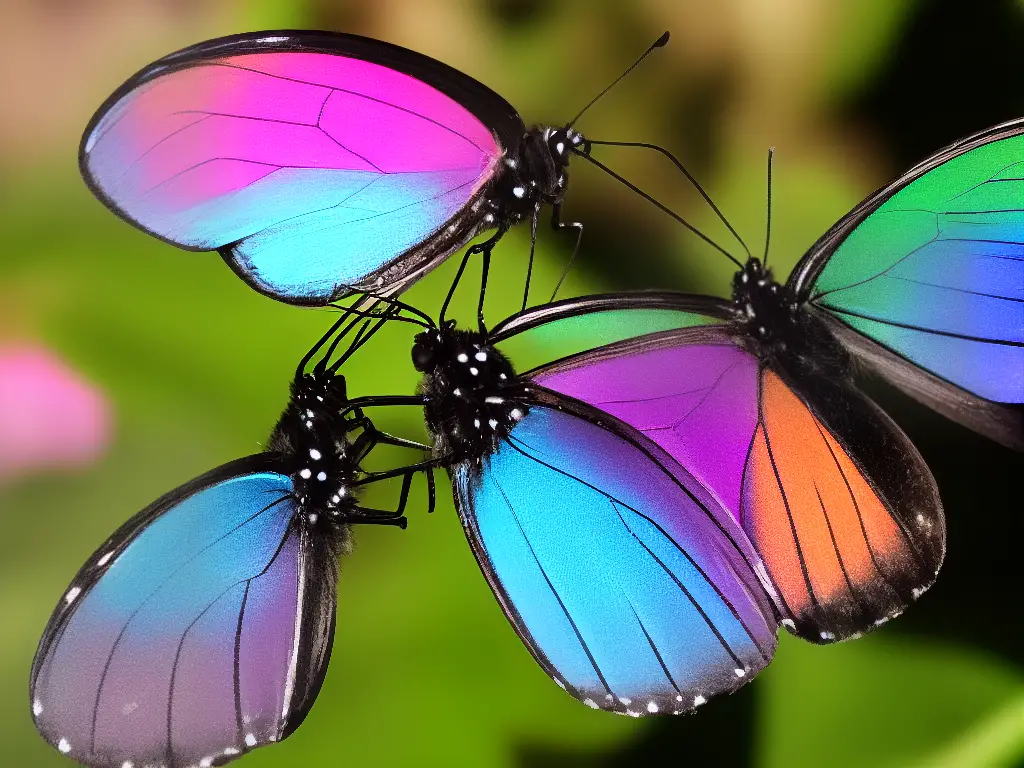 Eine Abbildung zeigt verschiedene sensorische Systeme von Schmetterlingen: Facettenaugen, Fühler, Füße und Lippentaster.