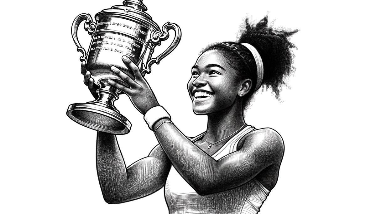 Serena Williams hält 1999 bei den US Open die Trophäe hoch und lächelt