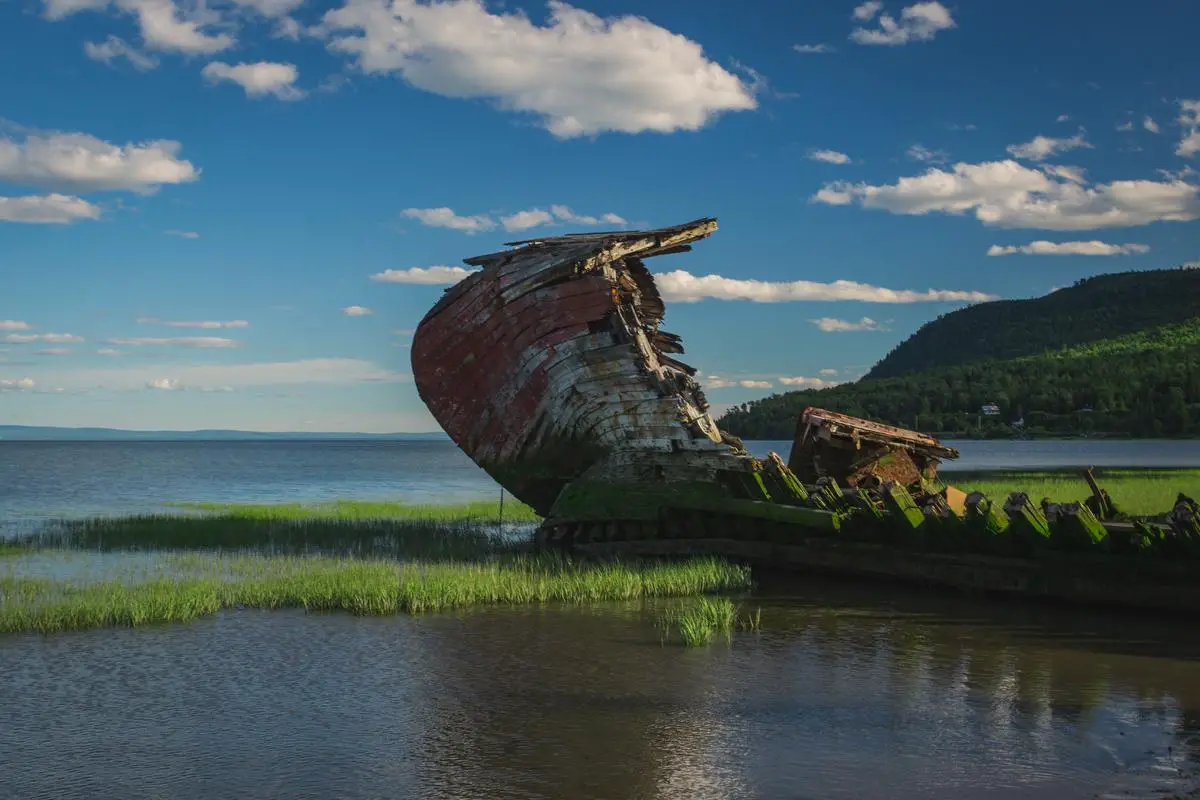 A shipwrecked ship after a catastrophic event.
