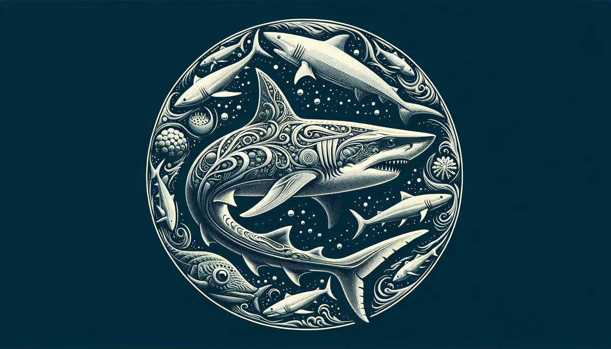 Illustration eines urzeitlichen Hais, der die lange evolutionäre Geschichte und Anpassungsfähigkeit der Haiarten darstellt