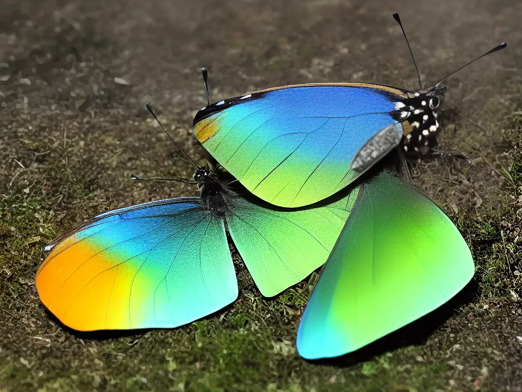Ein Schmetterling mit Flügeln, die wie trockene Blätter aussehen, um zu tarnen und unentdeckt zu bleiben.