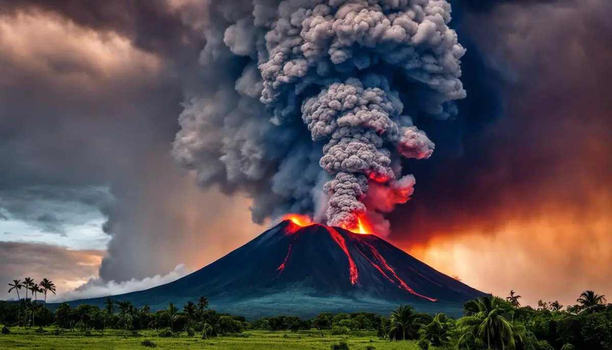 A breathtaking image capturing the moment of a volcanic eruption, showcasing the immense power and beauty of nature.