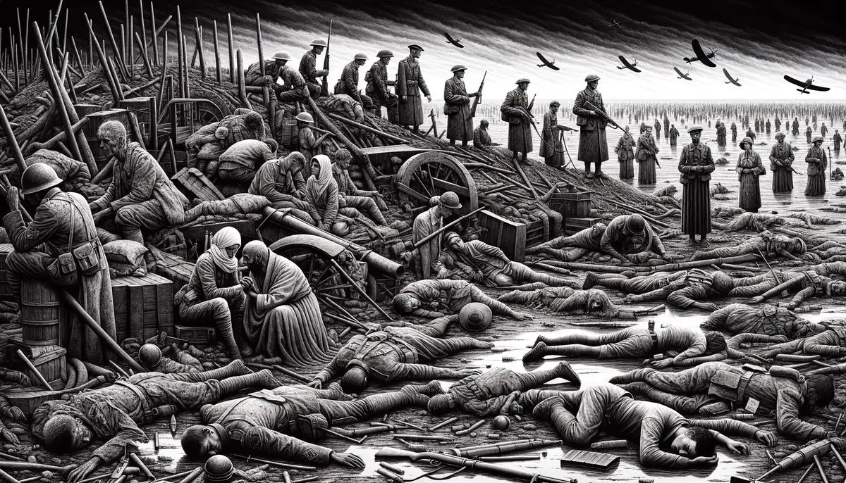 Eine tragische Darstellung der enormen zivilen und militärischen Opfer im Ersten Weltkrieg.